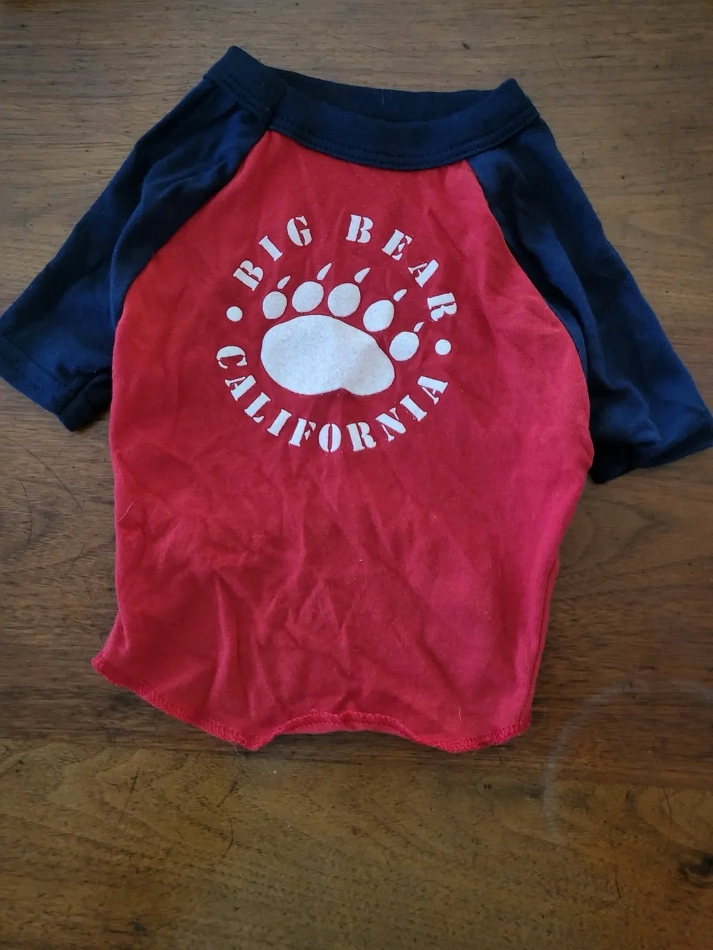 American Apparel Big Bear California Dog T-Shirt Red Navy Size S